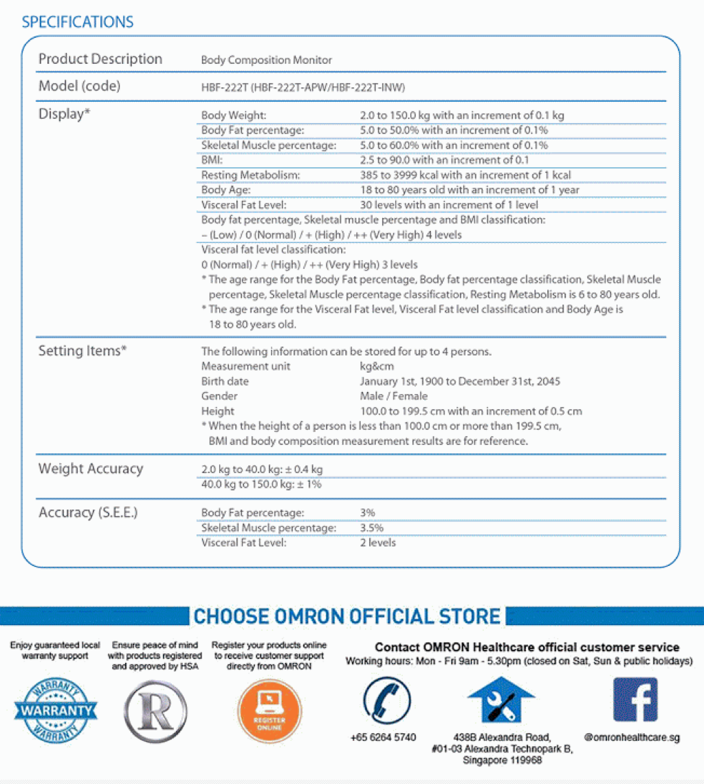 Body Composition Scale Singapore, HBF-222T